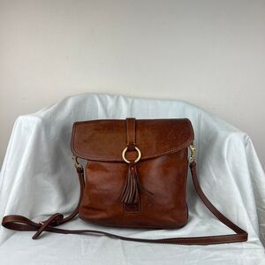 Dooney Bourke Brown Florentine Vacchetta Leather Dottie Crossbody Shoulder Bag